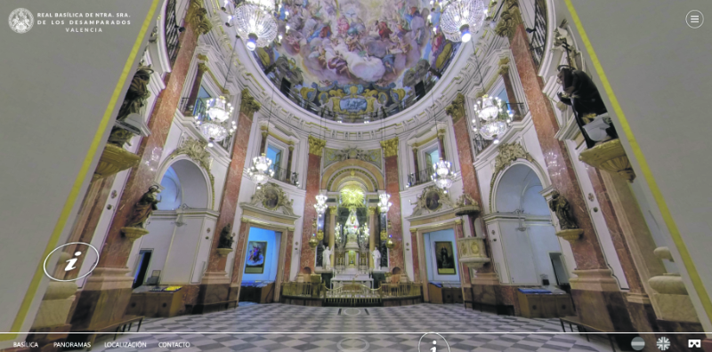 Visita la Basílica de la Virgen en 360º Tour virtual en el que se puede conocer al detalle la imagen principal de la Mare de Déu y los frescos